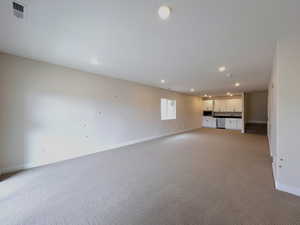 Basement bonus room featuring kitchenette.