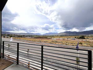 Balcony with a mountain view