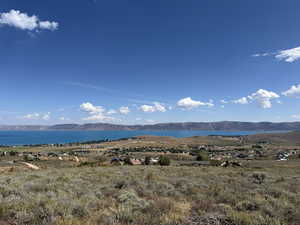 Mountain view with a nearby body of water