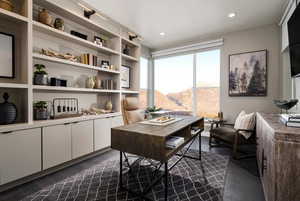 Office with recessed lighting