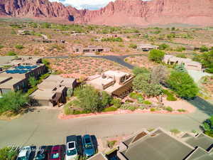 Aerial view of a mountainous background