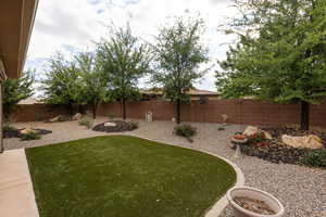 View of fenced backyard