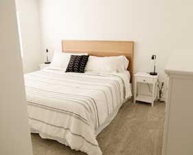 Bedroom featuring carpet