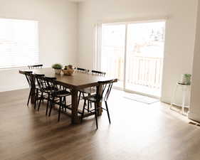 Dining room featuring healthy amount of natural light and light wood finished floors