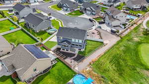 Aerial perspective of suburban area