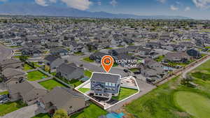 Aerial perspective of suburban area