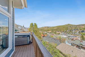 Balcony with a mountain view