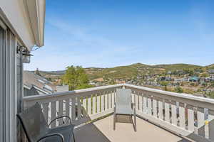 Balcony with a mountain view