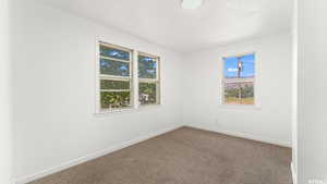 Carpeted empty room with baseboards
