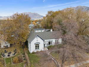 View from above of property featuring a mountainous background