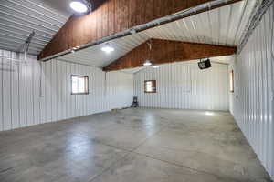 Garage with metal wall