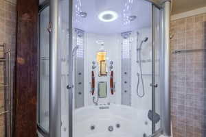 Full bathroom with a stall shower and a whirlpool tub