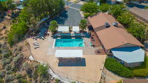 Bird's eye view of a pool area