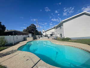 View of pool featuring a patio area