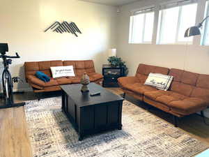 Living area featuring light wood-type flooring