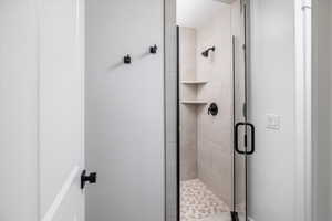 Bathroom with a stall shower