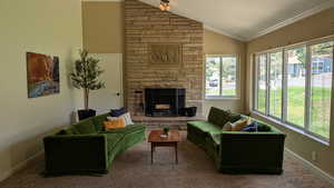 Sunroom / solarium with lofted ceiling