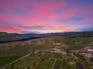 Aerial view at dusk of a mountain view