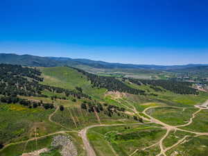 Drone / aerial view of a mountainous background