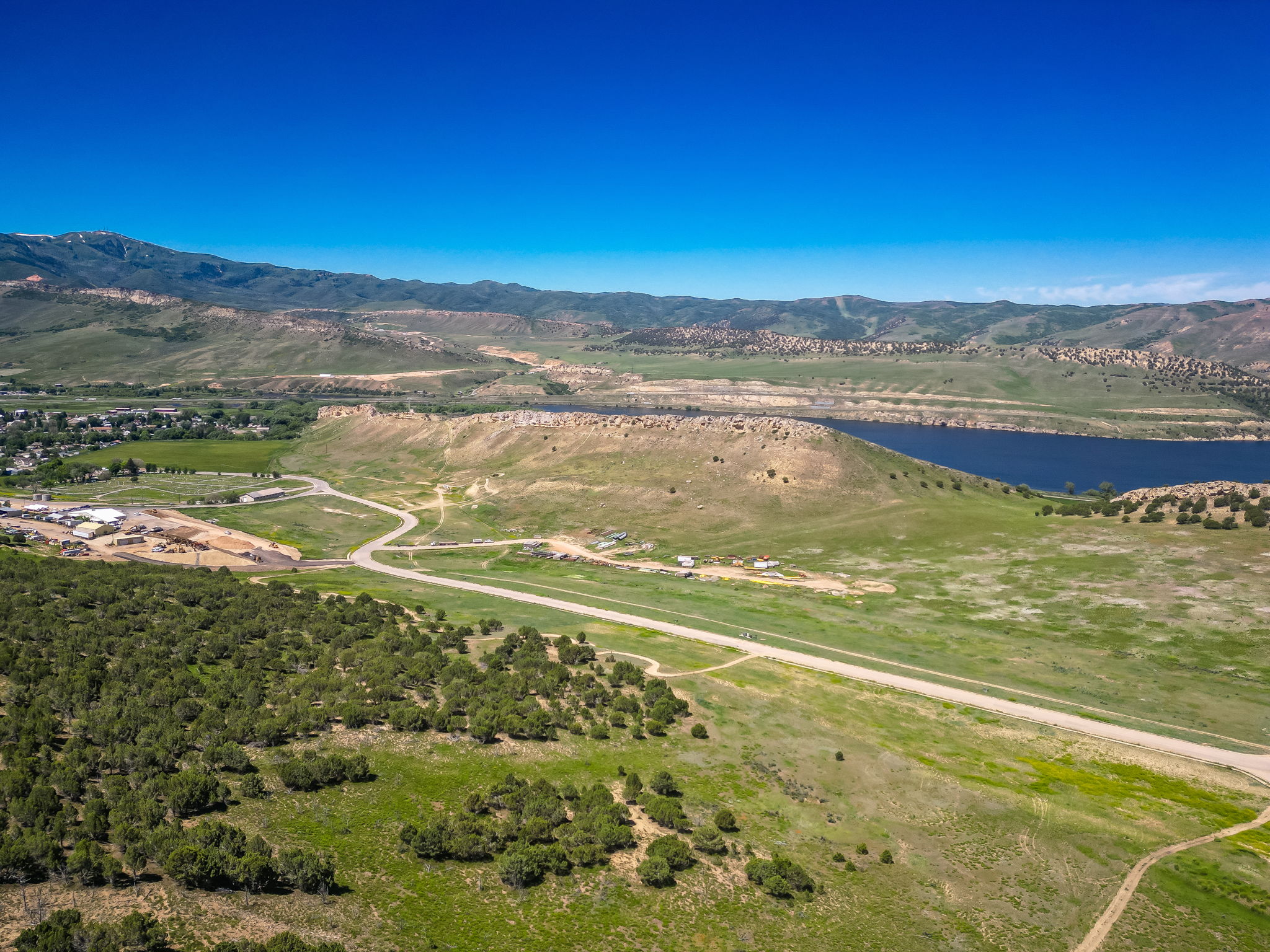 Drone / aerial view of a water and mountain view