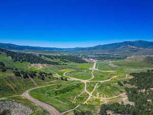 Drone / aerial view of a mountain backdrop