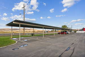 View of covered parking lot