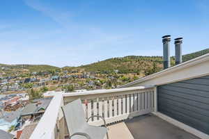 Balcony with a mountain view