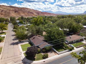 Aerial view of a mountain backdrop