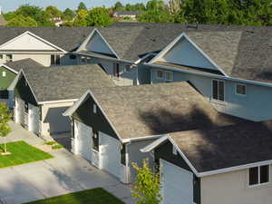 Aerial perspective of suburban area