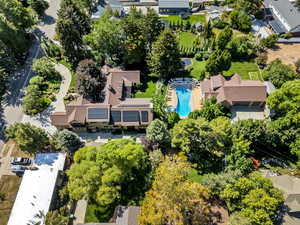 Aerial view of a pool area