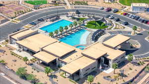 Drone / aerial view of a pool