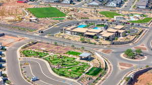 Aerial view of property's location featuring nearby suburban area