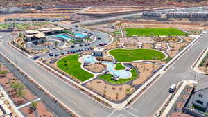 Drone / aerial view of a pool area