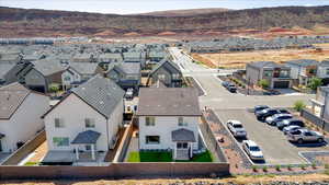 Aerial perspective of suburban area