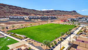 Aerial view of a mountainous background