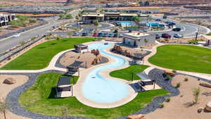 Drone / aerial view of a pool area