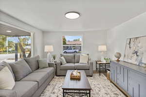 Living room featuring wood finished floors
