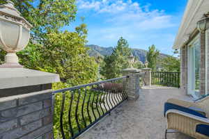 Balcony with a mountain view