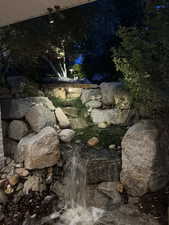 View of yard at twilight