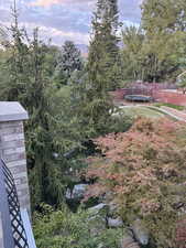 View of yard featuring a trampoline