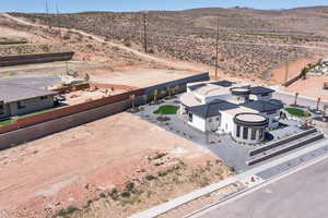 View from above of property with a mountainous background