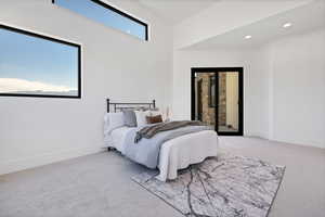 Bedroom with carpet and recessed lighting