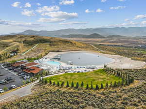 Aerial view of a mountainous background