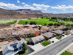 Bird's eye view of a mountain backdrop