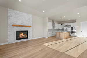 Massive functional kitchen with island seating.