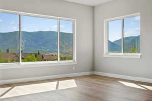 Family room and Kitchen views of Nordic valley and North Ogden divide.