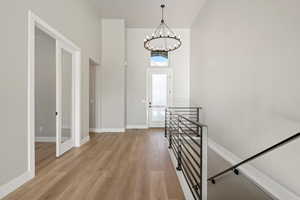 Entry with 14 foot ceilings and mountain views in both directions