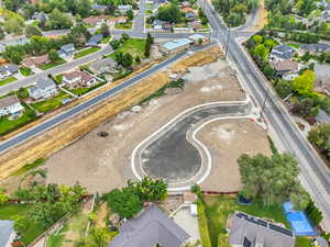 Aerial perspective of suburban area