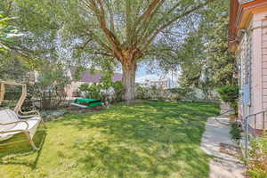 View of fenced backyard