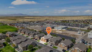 Aerial perspective of suburban area